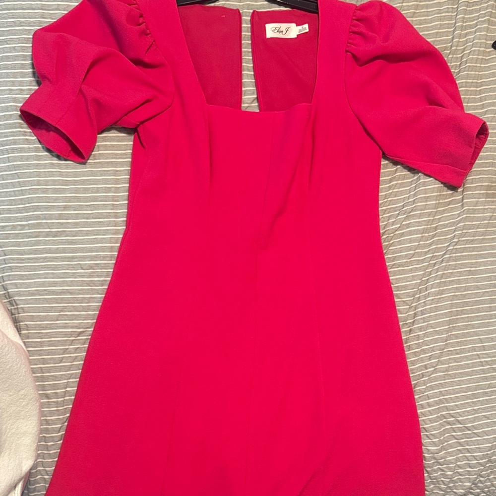 Eliza J Fuchsia Mini Dress with Puff Sleeves